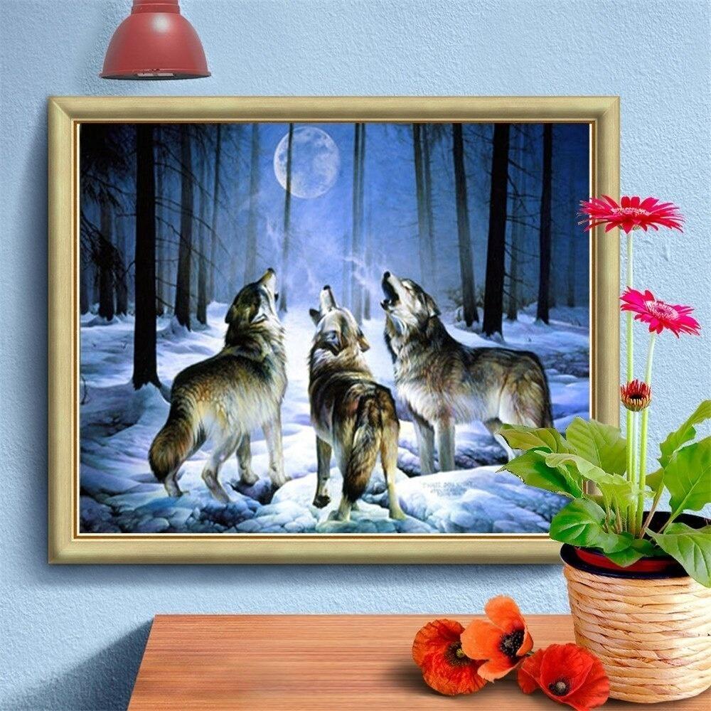 5D Алмазная картина Полный дрель Волк DIY Алмазная вышивка Животное Украшение дома