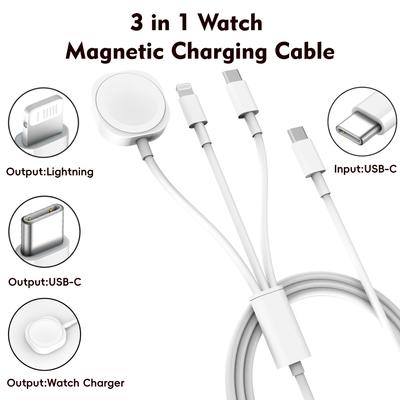 3 в 1 зарядный кабель для мобильных телефонов с входом Lightning USB-C/A беспроводное зарядное устройство для iPhone12~16 серии для1-10 SE1-2 Ultra