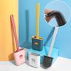 Silicone Toilet Brush Wc Cleaner Toilet Brush with Holder Flat Head Flexible Soft Bristles Brush Bathroom Accessory Gap Cleaning