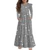 Girls' Tiered Ruffle Dress - Long Sleeve Printed Maxi With Pockets