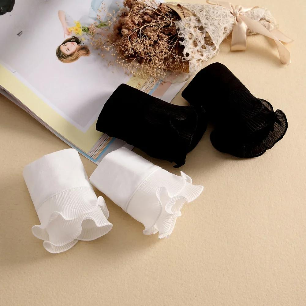 White Elegant Pleated Sleeves Adjustable Button Comfortable Detachable Sleeves Woman Clothing Accessories