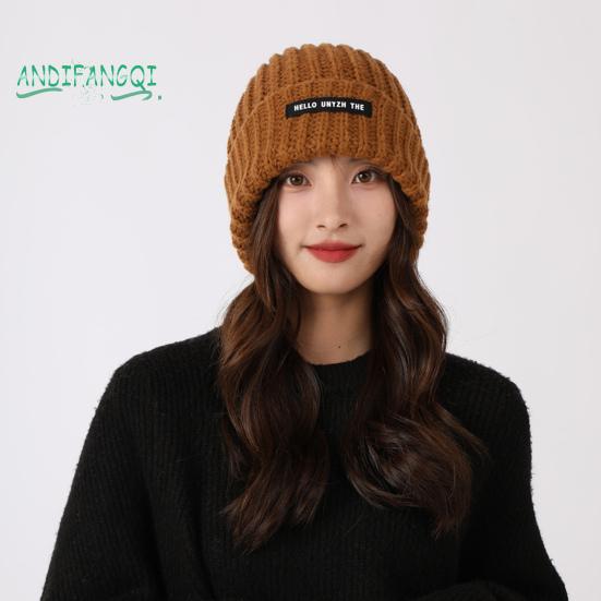 Зимняя теплая шапка - супермягкая эластичная, однотонная, ветрозащитная, утолщенная защита ушей, лыжи на открытом воздухе, женская шапка-бини