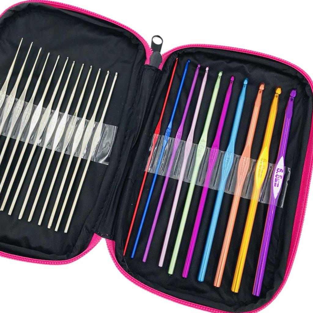 100pcs Crochet Hooks Set Colorful Metal Aluminum Knitting Crochet Needle Set With Crochet Bag