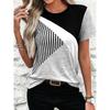 Summer Fashion Diagonal Stripe 3D Printed T-shirt Women Street Casual Harajuku T-shirt Women Round Neck T-shirt Tops Clothing