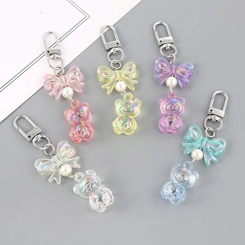 Очаровательный брелок-подвеска в виде медвежонка, стильные брелоки с бантиком, многофункциональная подвеска для сумки, держатель для ключей, подходит для пар