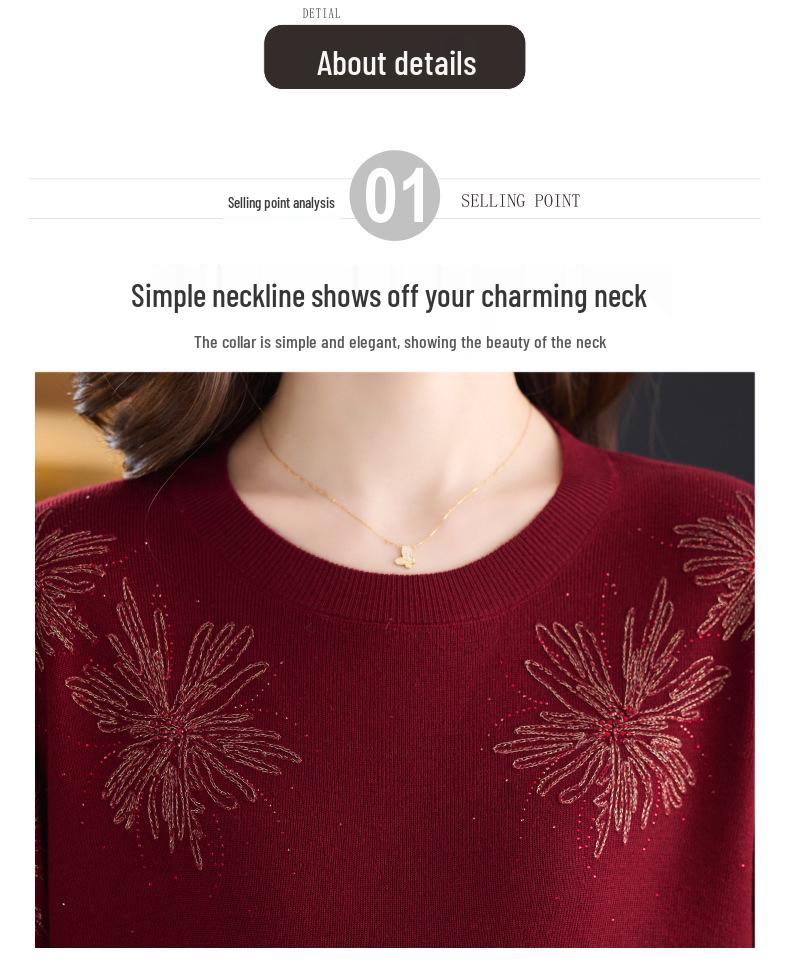 Благородные свитера больших размеров на весну и осень для женщин среднего и пожилого возраста - Новинка 2025 года, приталенная базовая рубашка, скрывающая живот