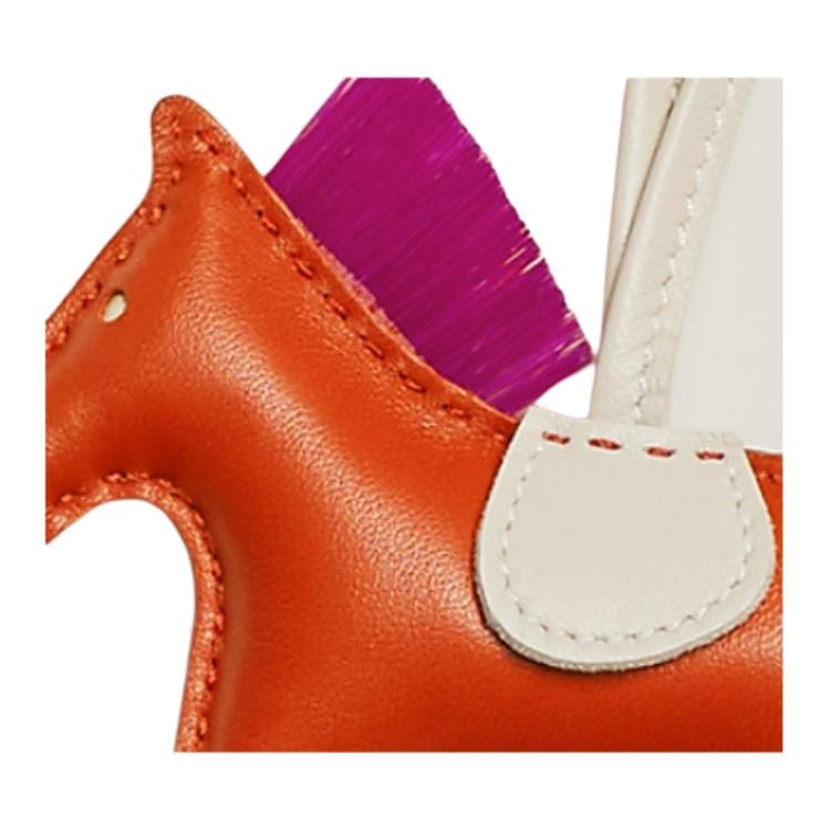 HERMES Rodeo Milo Lambskin Pendant Bag Accessories Small Women's Ruby Red & Chalk White & Magnolia Pink H073422CAAD