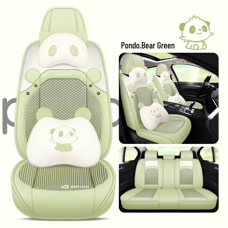 Новый мультяшный кожаный комплект подушек на сиденья автомобиля из ледяного шелка, на все сезоны