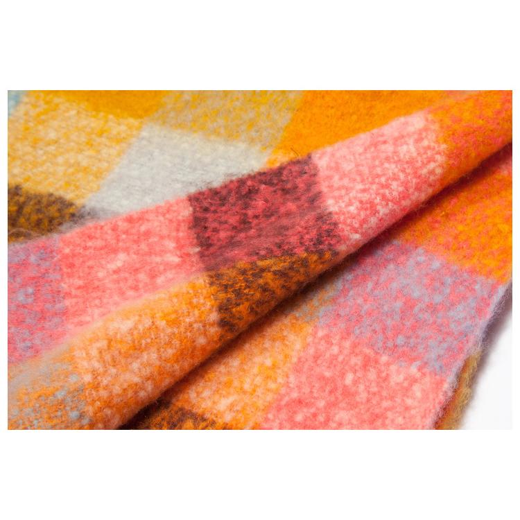 Осенне-зимний толстый клетчатый шарф с кисточками, женская шаль