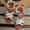 Women's Large Size Round Toe Sandals Shoes Summer Casual Breathable Flat Bottomed Roman Beach Sandals 36-43