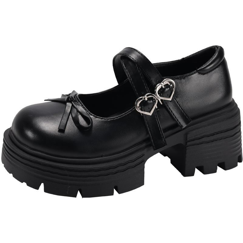 Черные французские британские туфли на платформе и толстом каблуке из маленькой кожи женские 2025 новая летняя юбка Мэри Джейн одинарные туфли