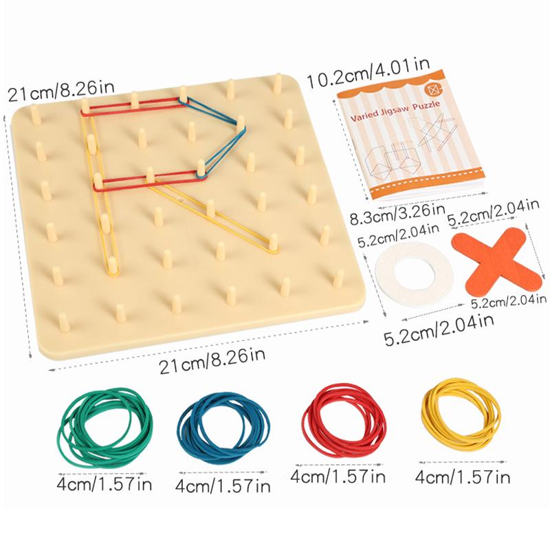 Two In One Nail Board Wooden Tic Tac Toe & Pegboard Set Enhance Spatial Thinking Strategy Skills Hand-Eye Coordination Training