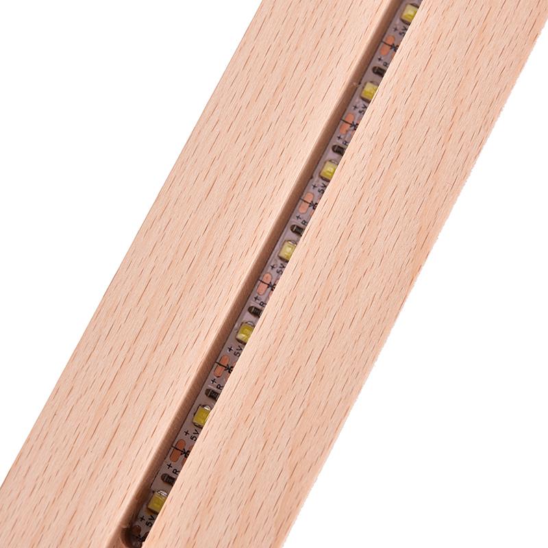 Деревянная светодиодная лампа с USB-кабелем, ночник с 3D-светодиодом, основание для лампы