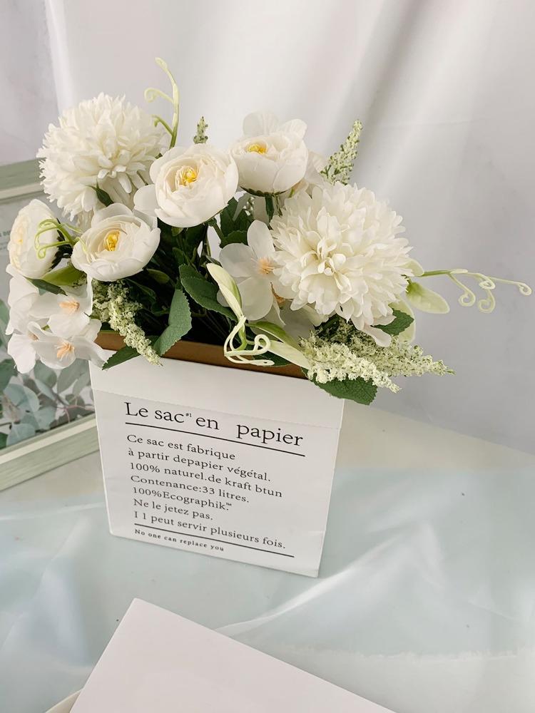 2Pcs Artificial Chrysanthemum Hydrangea Rose Bouquet Artificial Flowers Fake Roses Peony Flower Silk for Party Home Table Wedding Courtyard Decoration