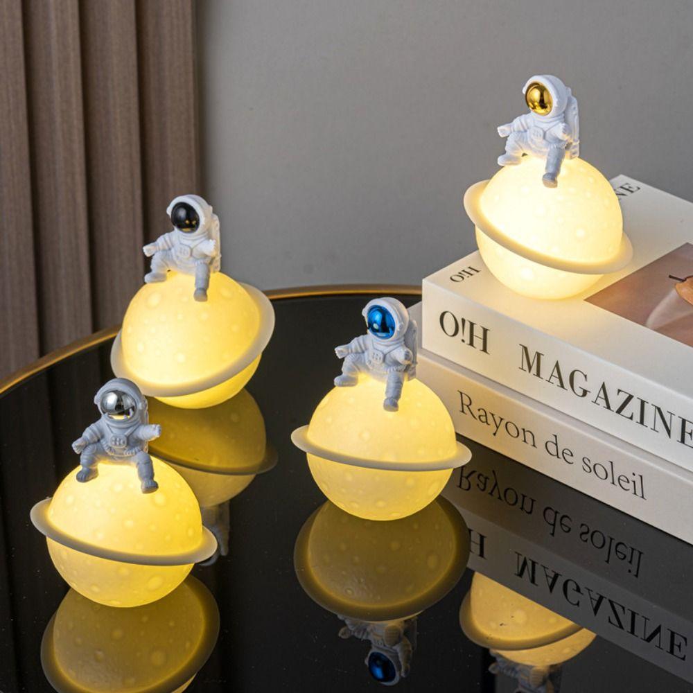 Creative Desktop Luminous Planet Lamp Cartoon Bedside Light Astronaut Moon Night Light  Gifts