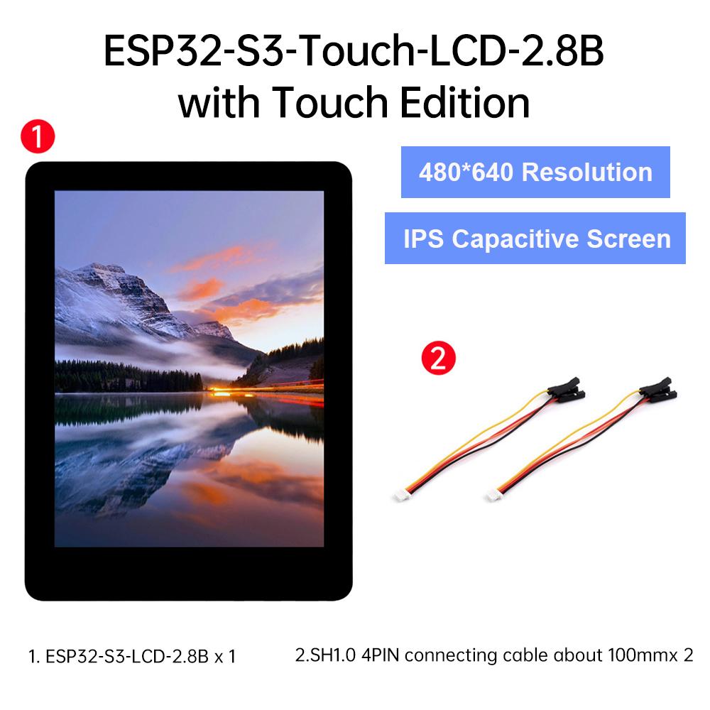 ESP32-S3 2.8-inch LCD Screen Wifi Bluetooth Development Board 240*320 480*640 Resolution IPS TouchScreen Display Module Type C