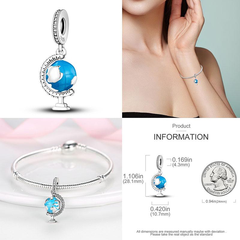 Шарм Медь Путешествия Самолет Земля Бусины Подвеска Подходит Оригинальный Браслет Сделай Сам Изысканные Ювелирные Изделия Шармы
