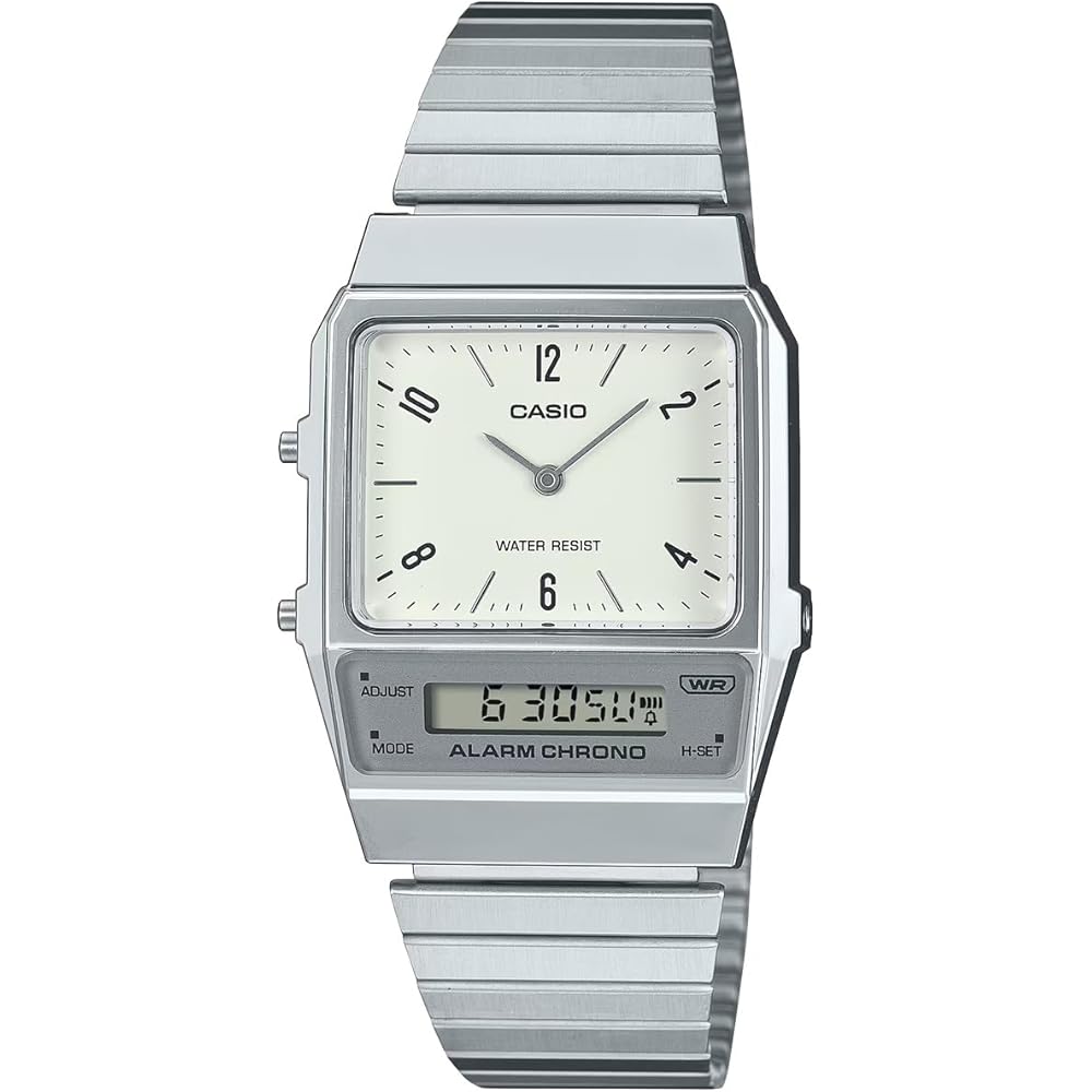 Casio AQ-800E-7A2 Analog-Digital Watch Silver Ivory Arabic Index Waterproof Lightweight Unisex
