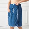 Men Bath Towel Absorbent Quick Dry Bath Wrap Towel with Secure Buckle And Pocket for Gym Spa Sauna Shower