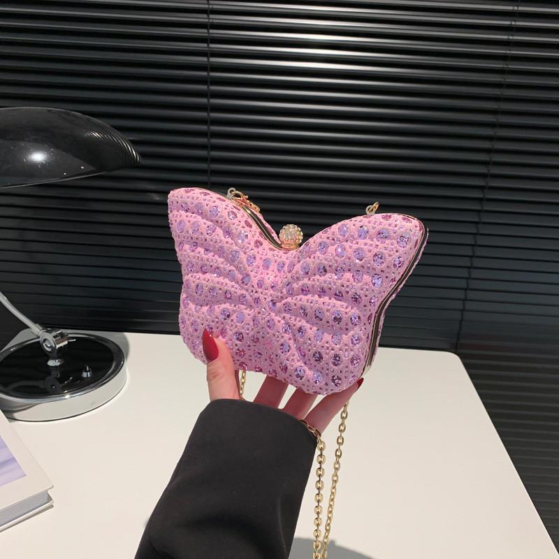 Fashionable Butterfly Mini Bag Medium Size Pu Leather Chic Shoulder Chain