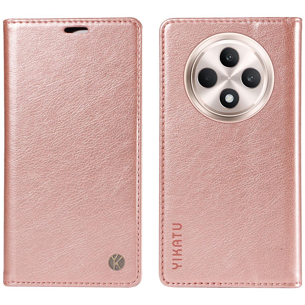 For Oppo Reno12 F 4G Case Wallet Litchi Grain Leather Phone Cover Magnetic Auto-Absorbed