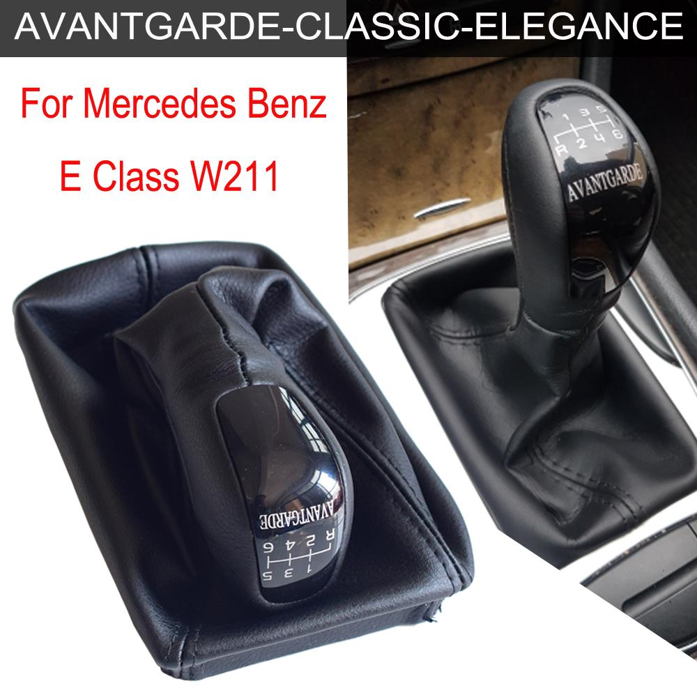 Для Mercedes Benz E Class W211 S211 2002 2003 2004 2005 2006 2007 2008 2009 Автомобильная 6-скоростная ручка переключения передач с кожей