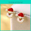 Рождественские серьги из сплава в современном стиле с оленями и Сантой, стильные геометрические украшения