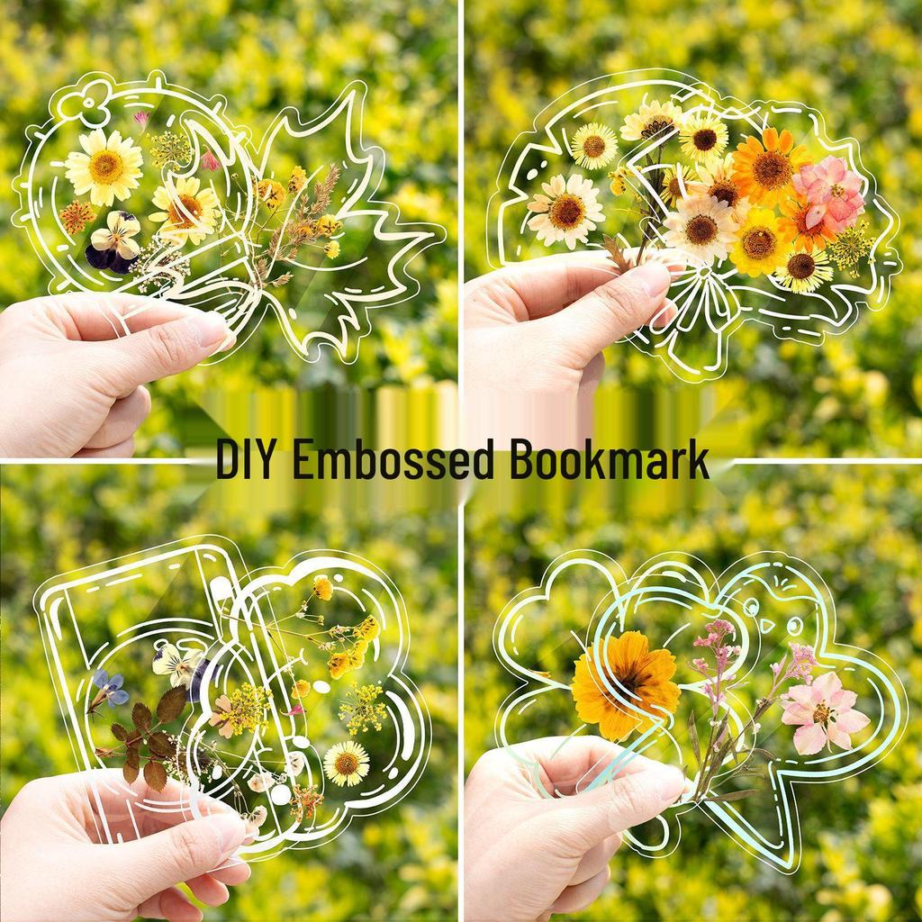 Pressed Flower Bookmark Kit with Transparent Stickers and Lamination