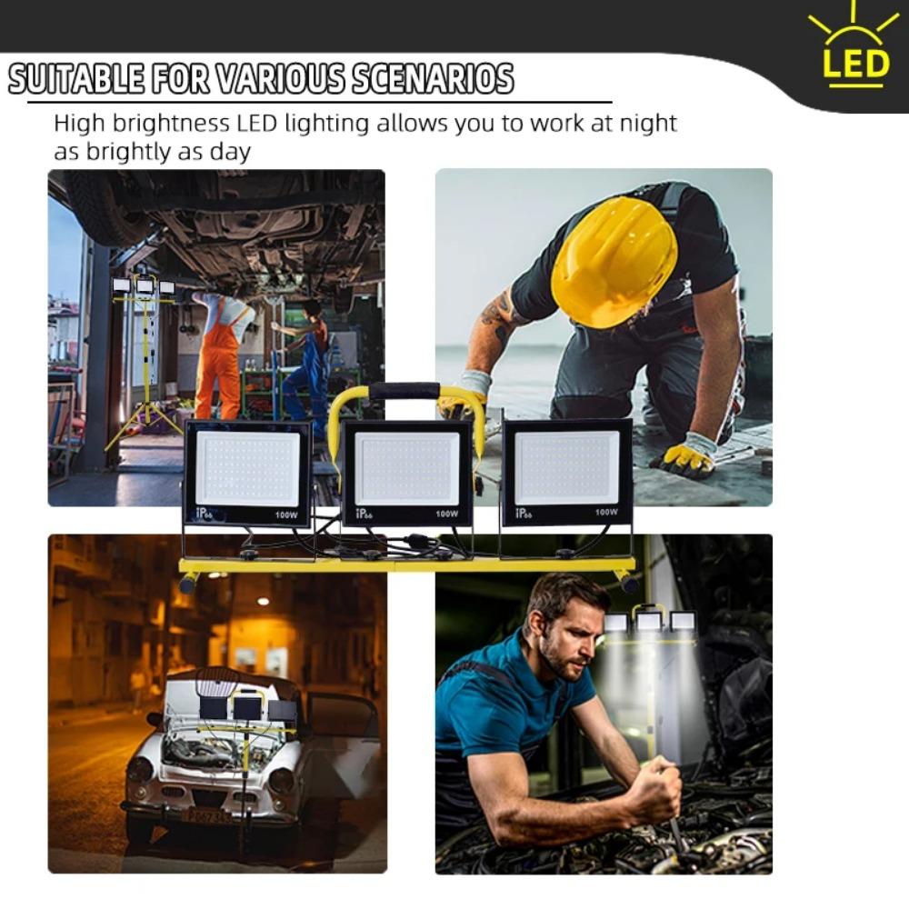 Floodlight with Bracket Emergency Maintenance Work Light Construction Site Mobile Portable Searchlight Outdoor Square Lighting