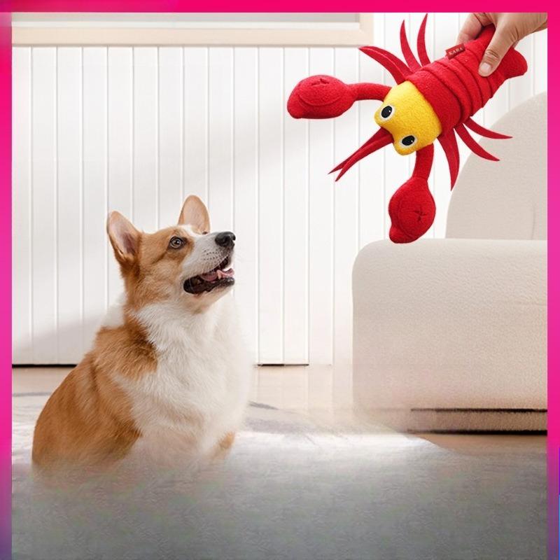 Shrimp Crab Plush Squeaky Dog Toy Hide Food Puzzle Rope Molar IQ Training Toy For Puppy Small Medium Dogs