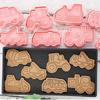 8Pcs Engineering Truck Cookie Cutter Plastic 3D Cartoon Pressable Biscuit Mold