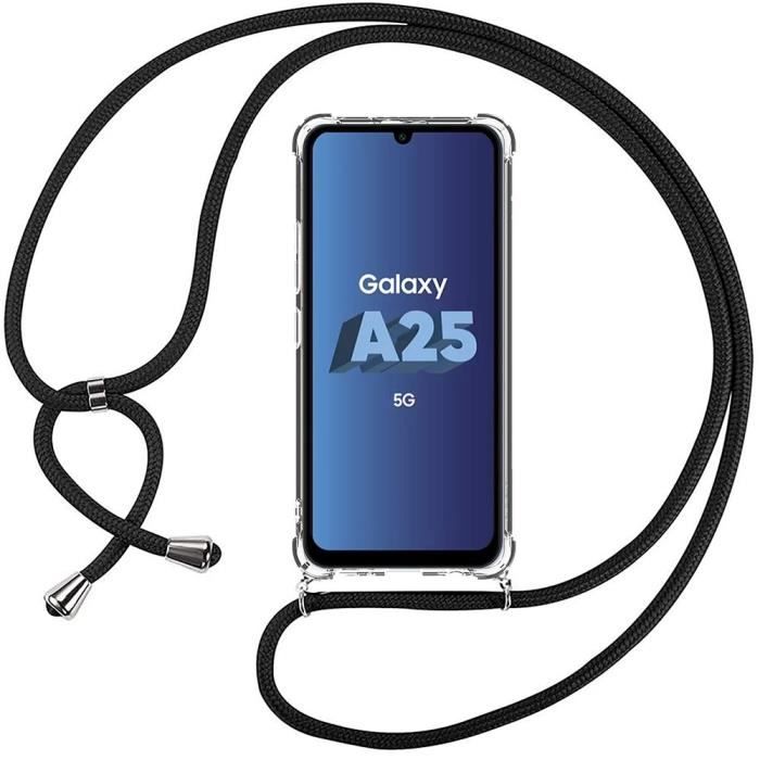 Coque Transparente - BOOLING - pour Samsung Galaxy A25 5G - Protection Antichoc - Cordon Réglable - Souple
