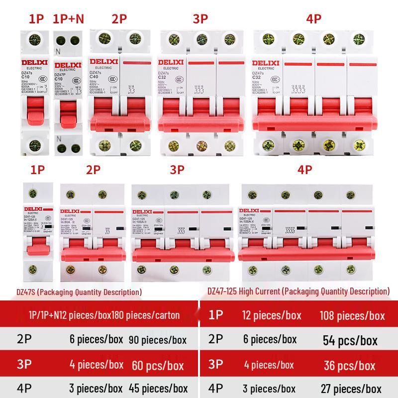 Delixi DZ47S Miniature Circuit Breaker: 2P, 16A, 20A, 32A, 63A Household Air Switch