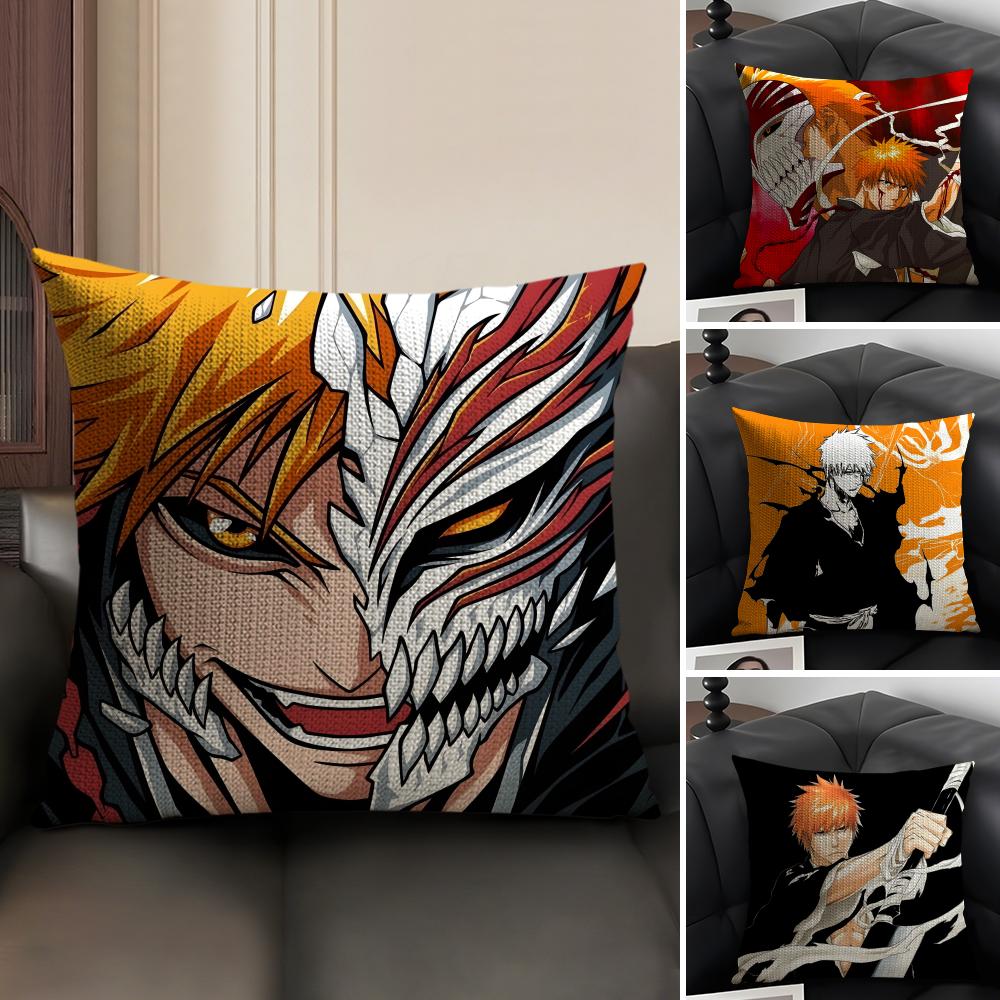 B-Bleach Kurosakii Аниме Наволочка Натуральный Лен Органическая Ткань Двусторонняя Печать Диван Домашний Декор Подарок Наволочка
