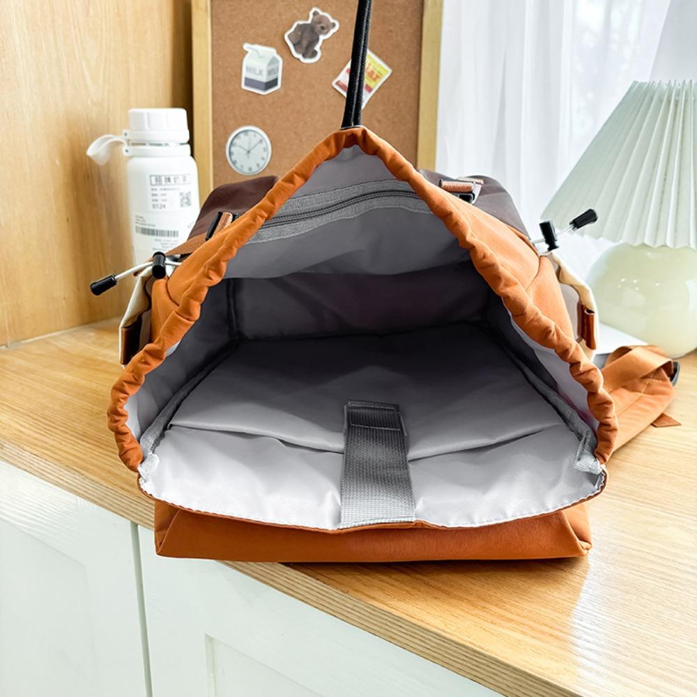Fashion Nylon Outdoor Backpack Color-blocked Lightweight Travel Rucksack Large Capacity Students Schoolbag
