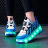 ДЕТСКАЯ четырехколесная зарядная обувь на плоской подошве, обувь со светодиодной лампой, обувь для бегунов, спортивная обувь для катания на роликовых коньках, коньки для девочек