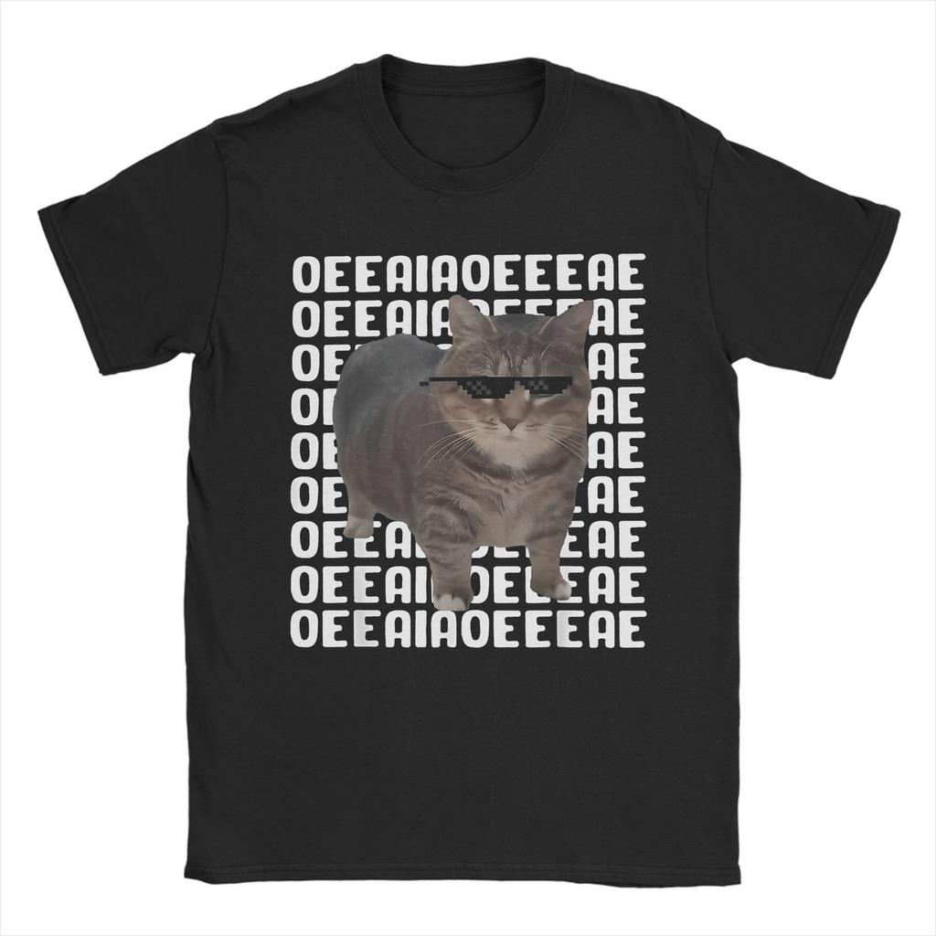 Mens Womens Funny OIIAA OIIAA Spinning Meme Cat Shirt Pure Cotton Print T-Shirt Clothing Outfits