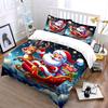 Santa Claus Sleigh with Reindeer Bedding Duvet Cover Set Duvet Cover Pillowcases  (1*Duvet Cover 2*Pillowcases, without duvet insert)