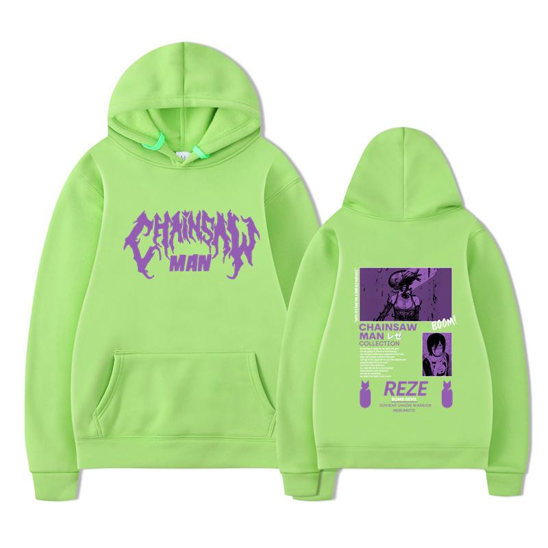 Аниме Человек-бензопила Резе Худи Харадзюку Манга С длинным рукавом Женский Повседневный Оверсайз Пуловер Уличная одежда