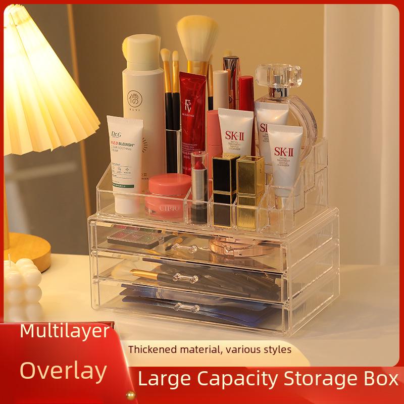 Прозрачный настольный органайзер для косметики в спальне и многоуровневого хранения