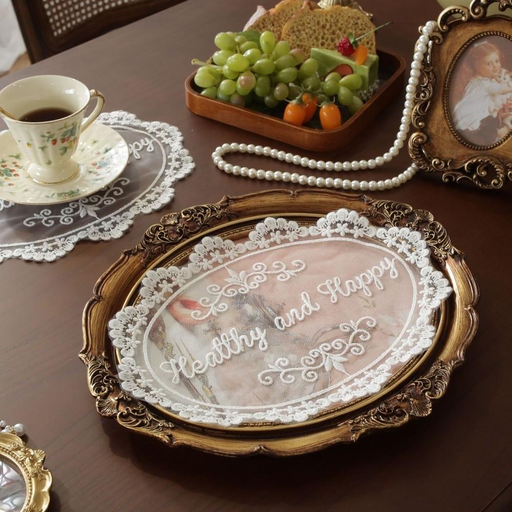 Soft Fabric Texture Lace Coaster Decorative Embroidered Doily Dining Table Decoration
