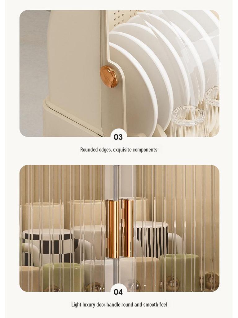 Foldable Multi-Layer Plastic Storage Cabinet with Lid - Organize Bowls, Plates, Baby Bottles, and Cups Dust-Free