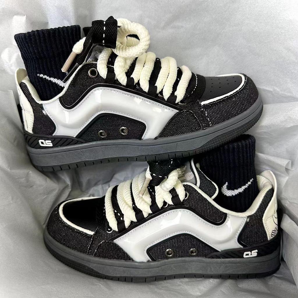 Women Platform Sneakers Mixed Colors Design Skateboard Star Decoration Lace Up Sport Shoes Casual Outdoor Running Sneakers 36-44