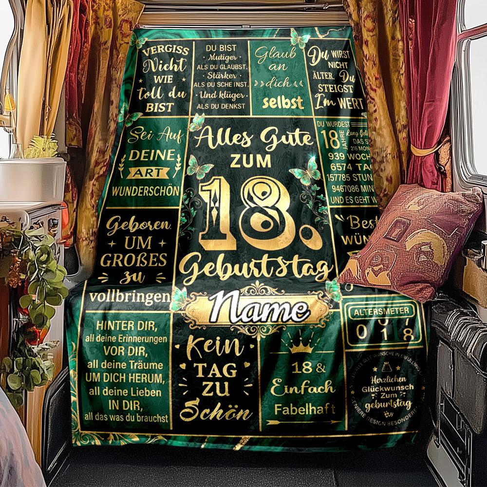 Happy 18Th Birthday Blanket Personalized Name Soft Comfortable Stylish Blanket Car Blanket Perfect For Travel Camping Outdoor Home Suitable For All