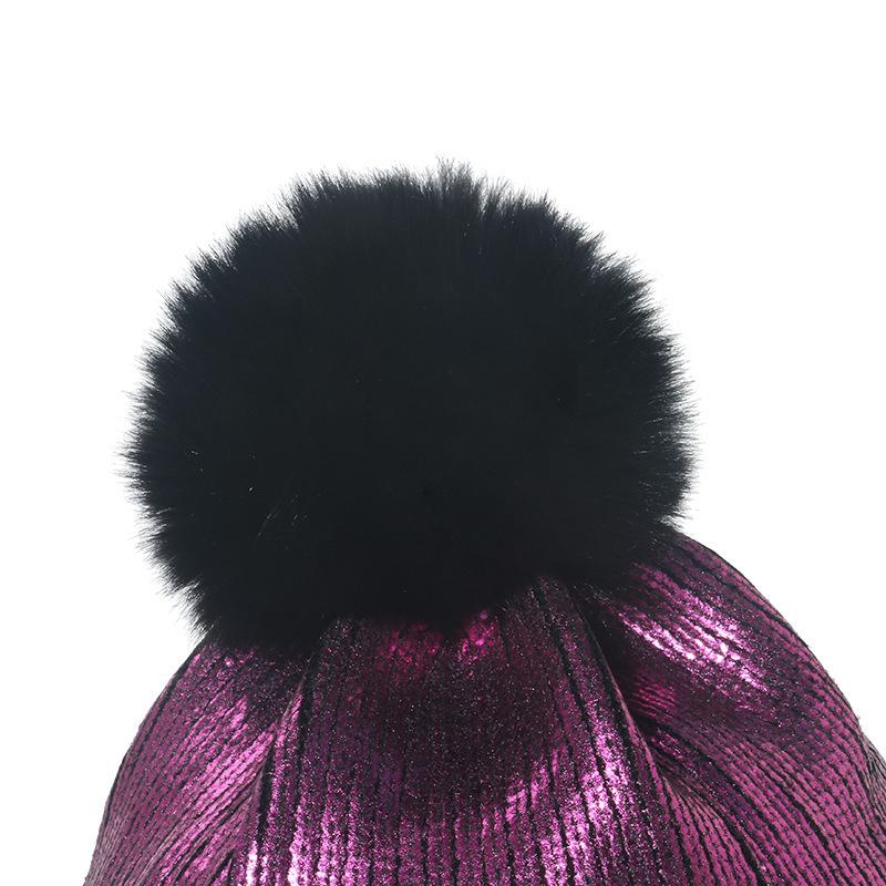 Модные толстые осенне-зимние мужские и женские шапки-бини, вязаные женские шапки-бини, меховая шапка с пайетками, блестящая шапка, утеплитель, женская повседневная шапка-боннет