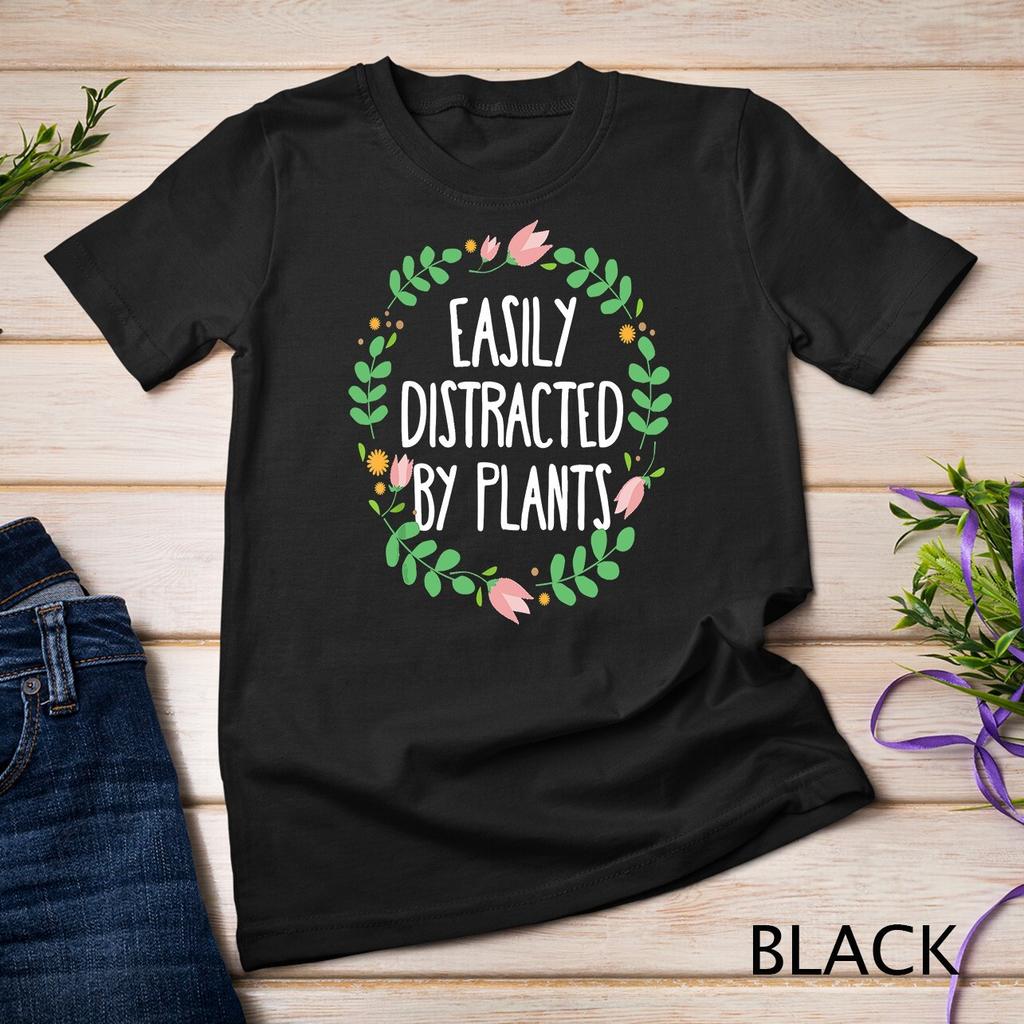 Cute Easily Distracted By Plants Gardening Gift T-Shirt Mens Womens Tees Top Unisex T-Shirt Mens Womens Tees Top