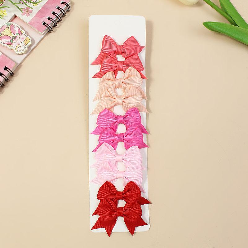 10Pcs/Set New Cute Solid Ribbon Bowknot Hair Clips for Baby Girls Handmade Bows Hairpin Barrettes Headwear Baby Hair Accessories