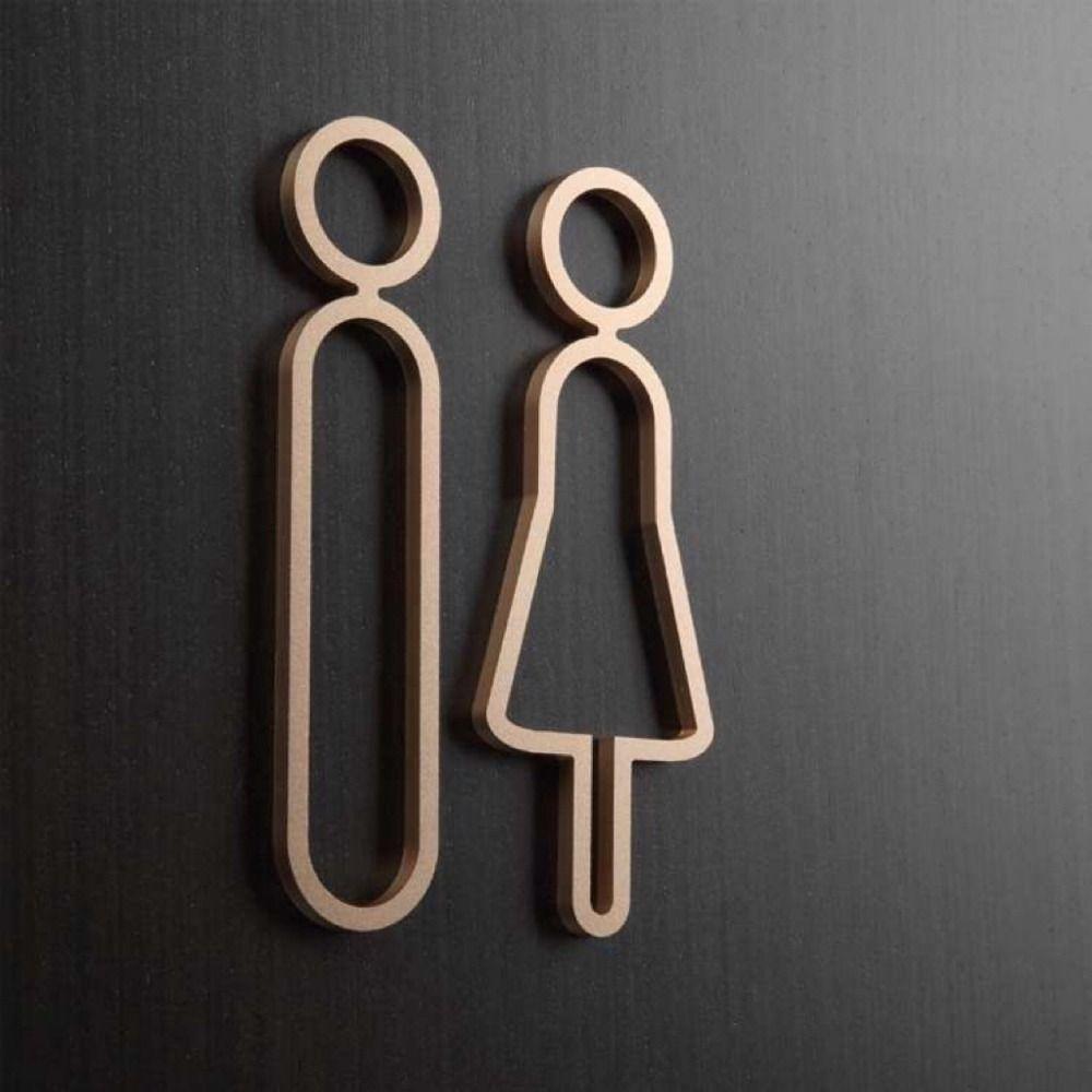 DIY Washroom Sign Plate Set Black Gold Toilet Sign Plate Wc Holder Signage Board Home Decor