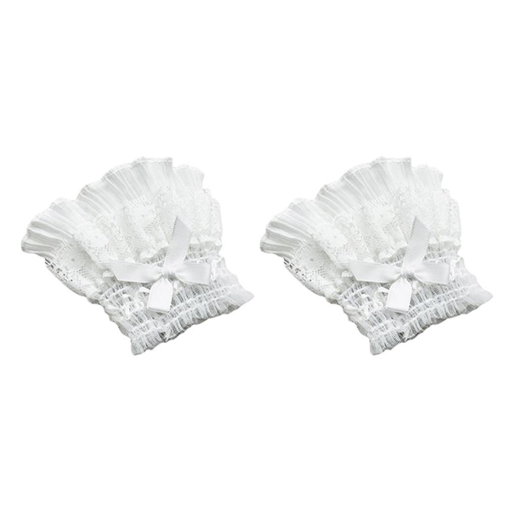 Short Multi Layer Lace Fake Sleeves Girl Ruffle Decoration Wrist Cuffs Fingerless Wedding Bridal Gloves Maid Cosplay Bracelet