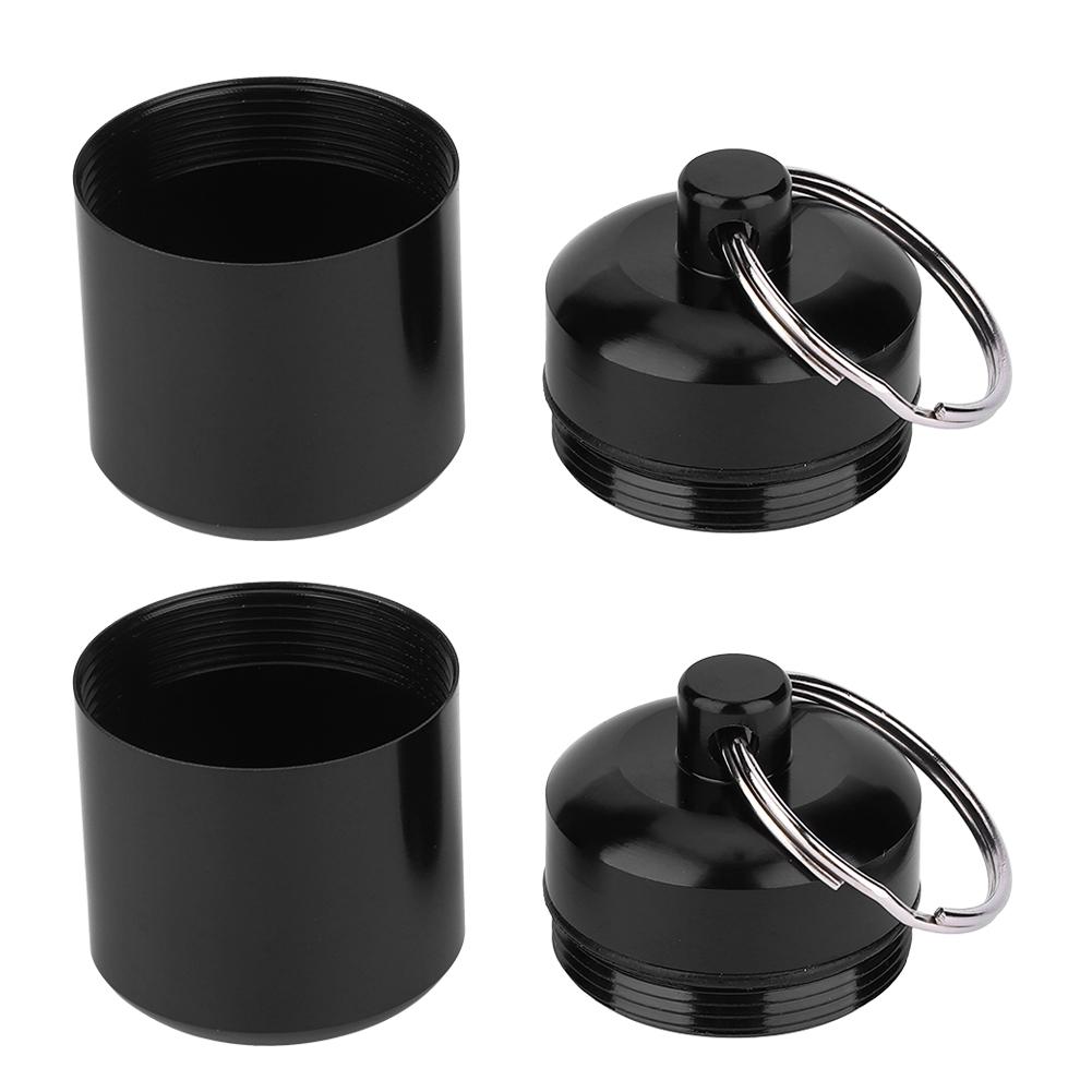 2 Pcs Pill Container Oxidation Coloring Black Aluminum Alloy Pill Box Storage Container
